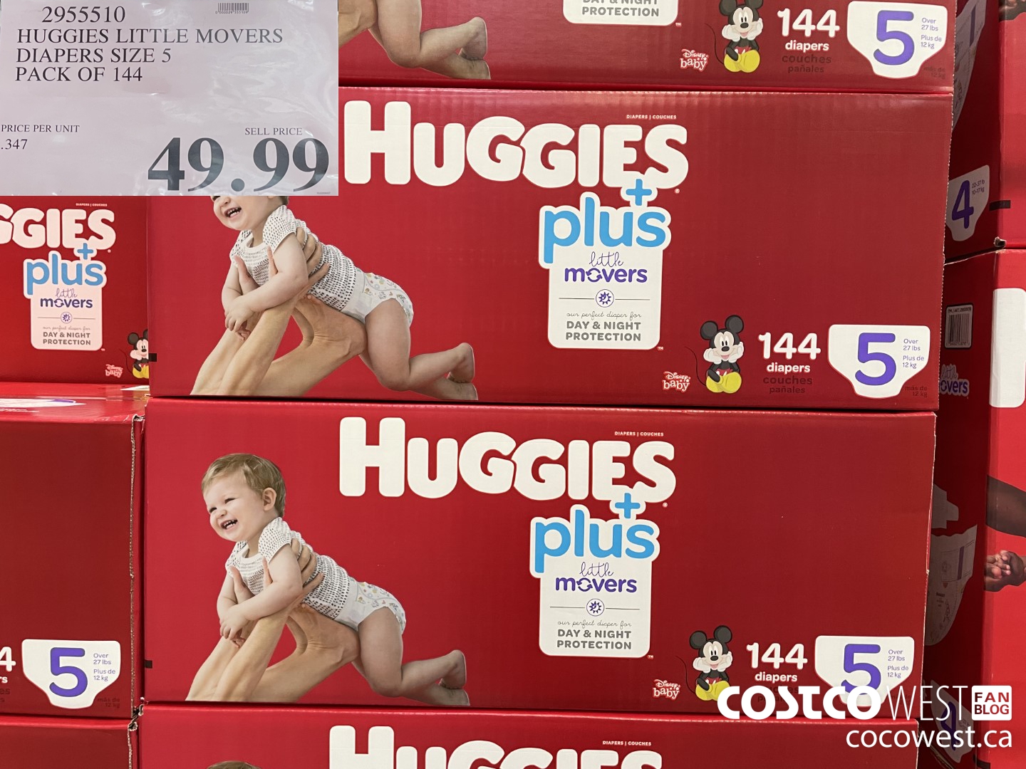 2955510 HUGGIES LITTLE MOVERS DIAPERS SIZE 5 PACK OF 144  $49.99