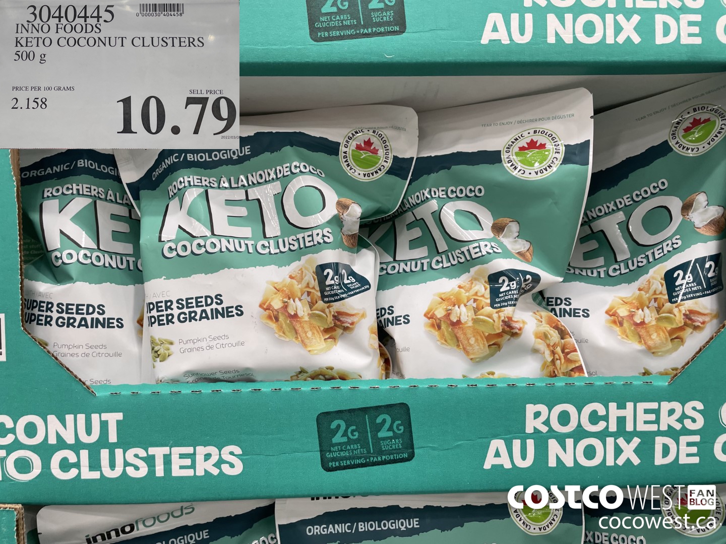 3040445 INNO FOODS KETO COCONUT CLUSTERS 500 g $10.79