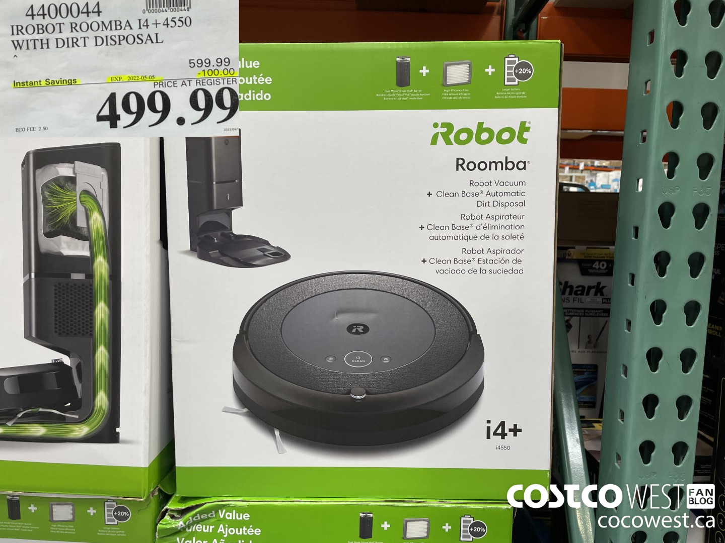 4400044 IROBOT ROOMBA I4+4550 WITH DIRT DISPOSAL ($100.00 INSTANT SAVINGS EXPIRES ON 2022-05-05) $499.99