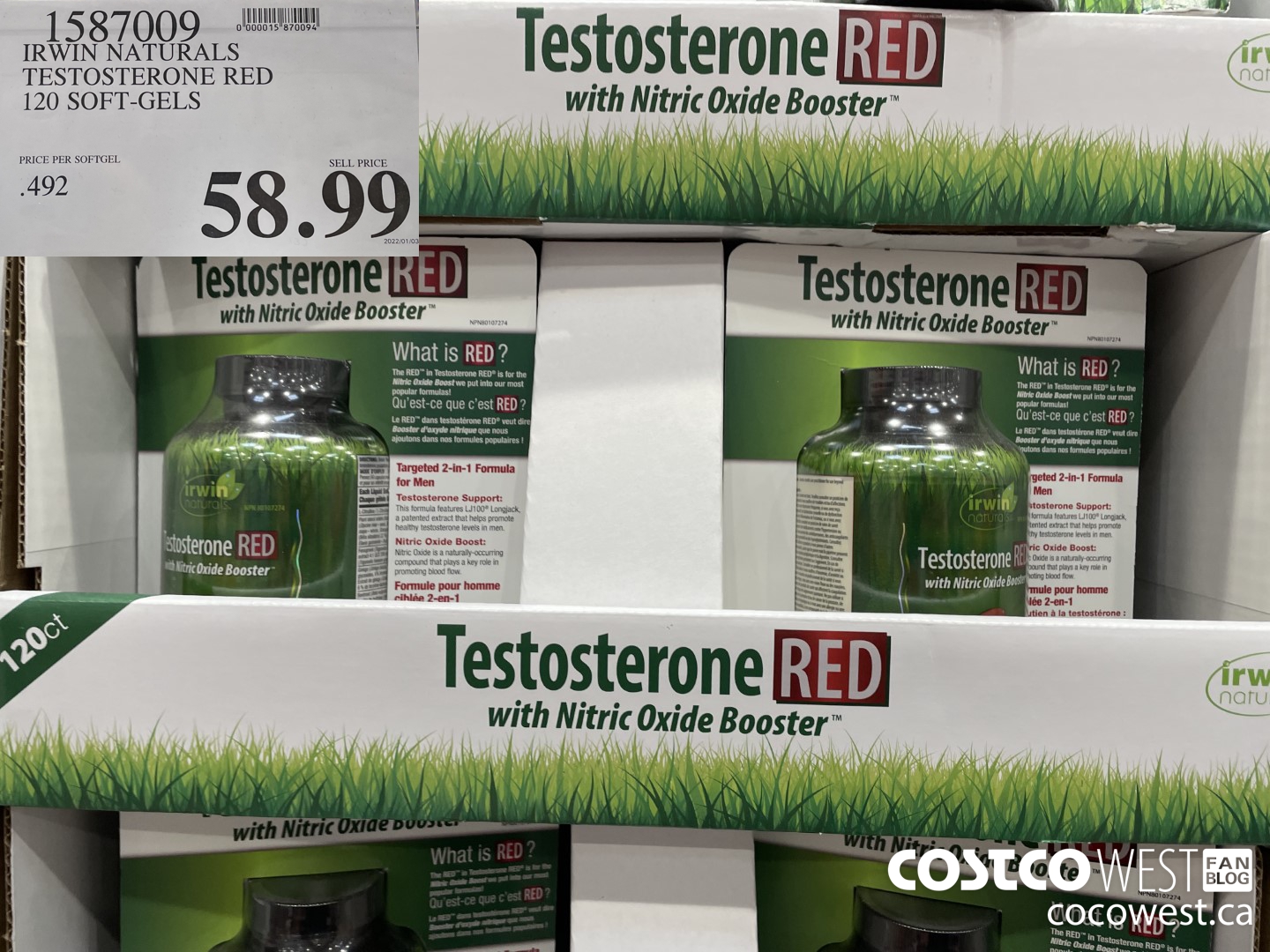 1587009 IRWIN NATURALS TESTOSTERONE RED 120 SOFT-GELS $58.99