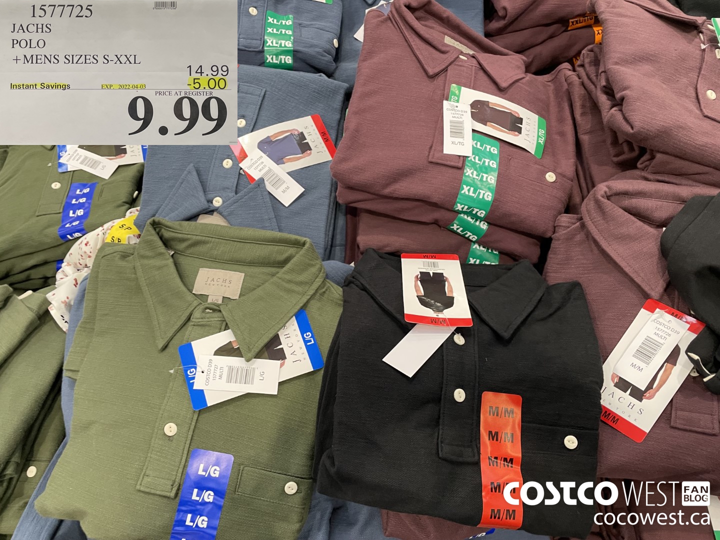 1577725 JACHS POLO MENS SIZES S-XXL ($5.00 INSTANT SAVINGS EXPIRES ON 2022-04-03) $9.99