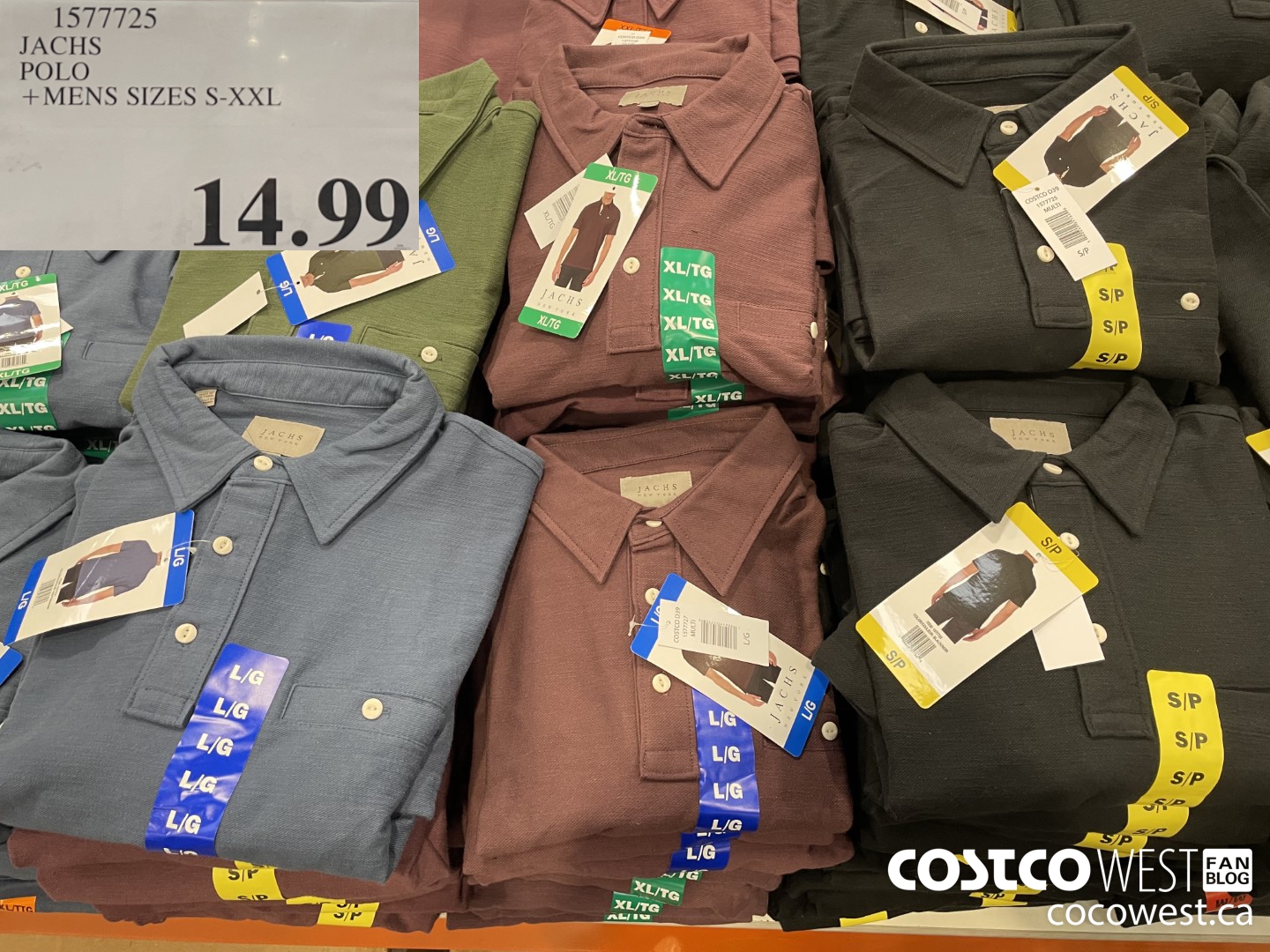 1977725 JACHS POLO MENS SIZES S-XXL  $14.99