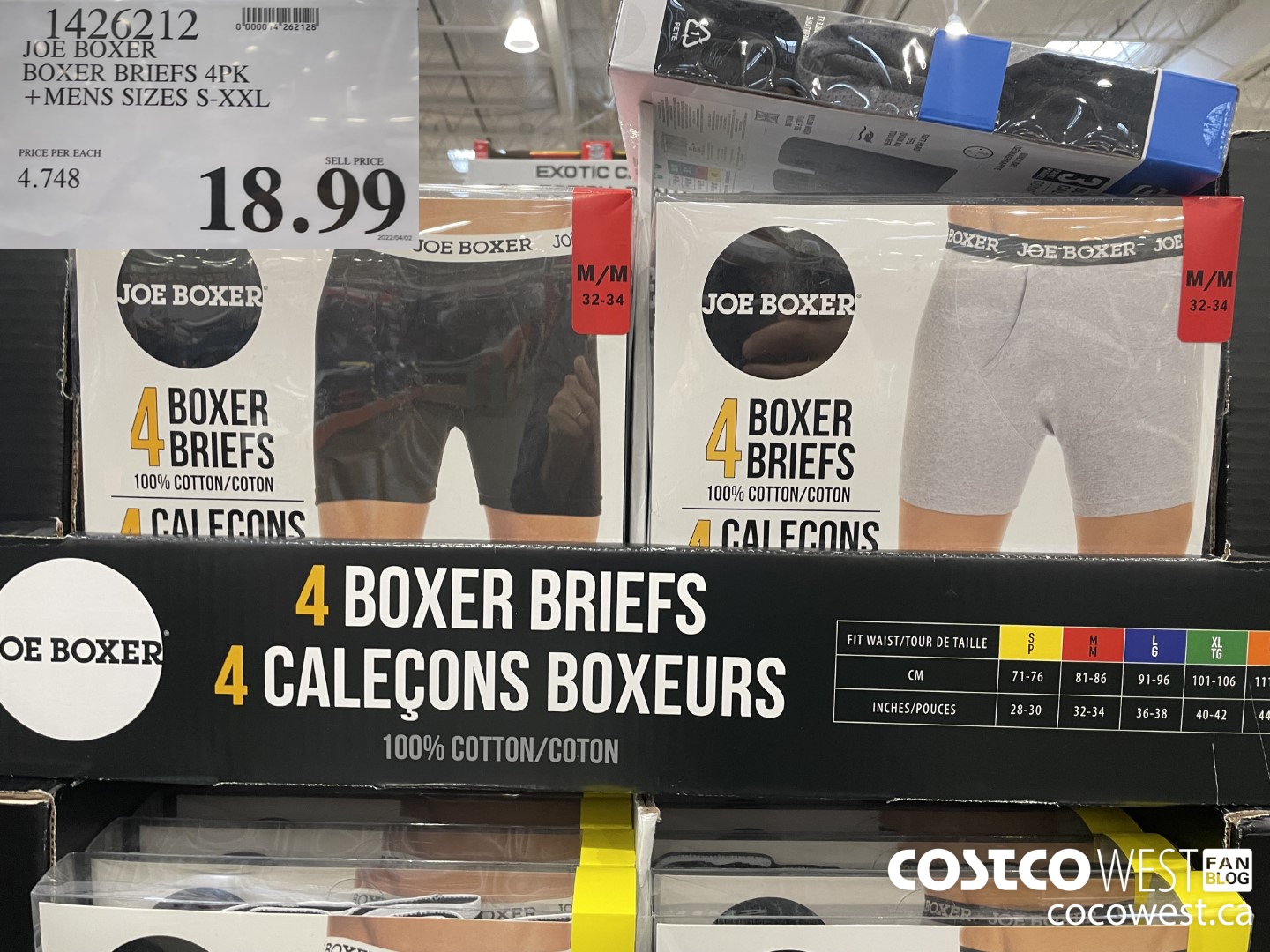 1426212 JOE BOXER BOXER BRIEFS 4PK MENS SIZES S-XXL $18.99