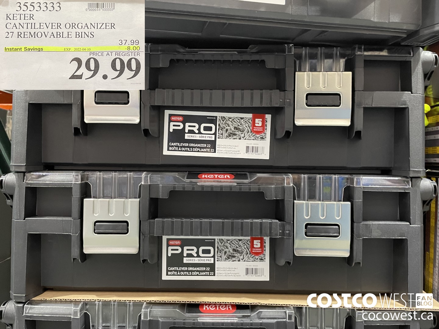 3553333 KETER CANTILEVER ORGANIZER 27 REMOVABLE BINS  ($8.00 INSTANT SAVINGS EXPIRES ON 2022-04-10) $29.99