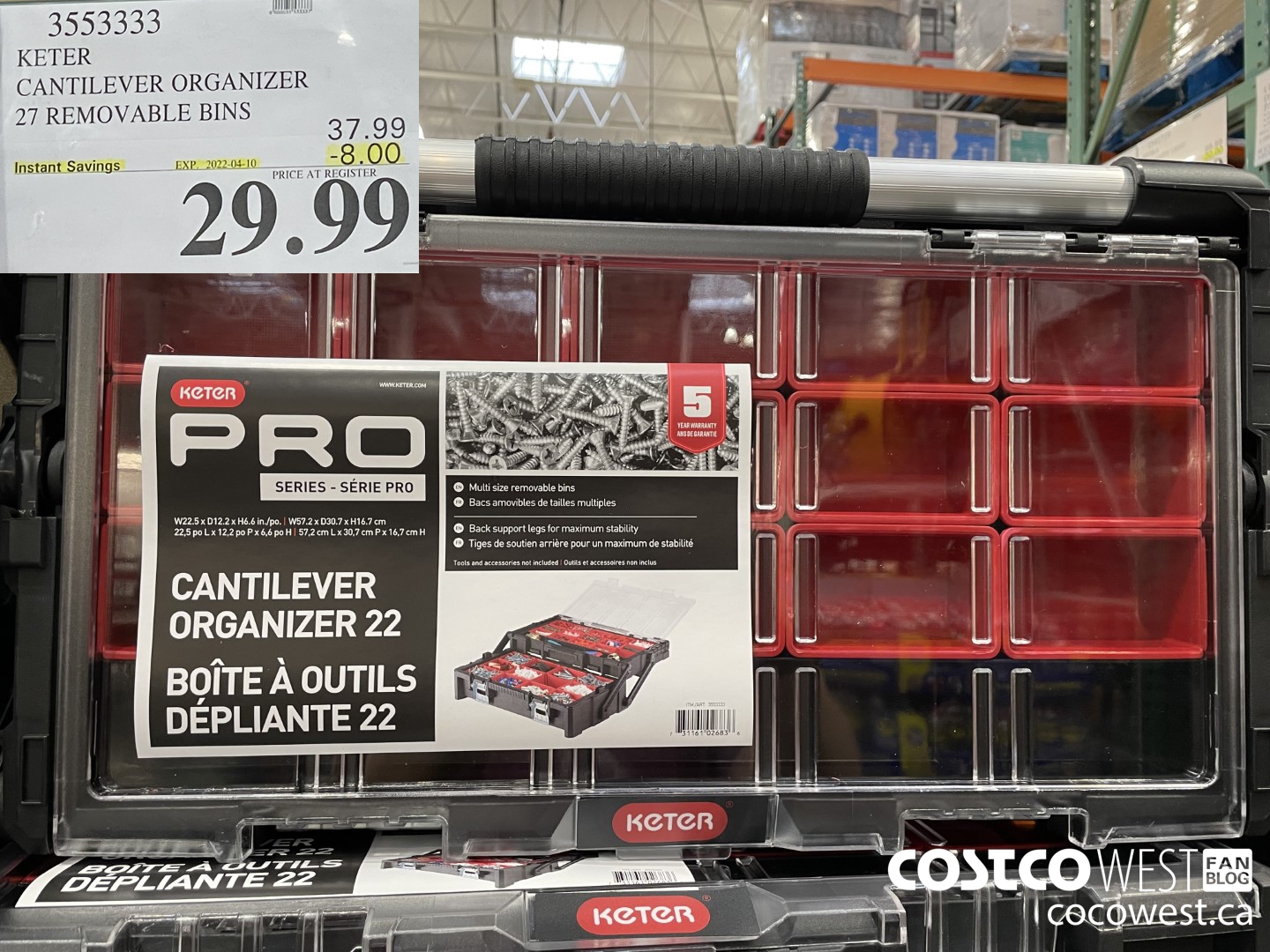 3553333 KETER CANTILEVER ORGANIZER 27 REMOVABLE BINS  ($8.00 INSTANT SAVINGS EXPIRES ON 2022-04-10) $29.99