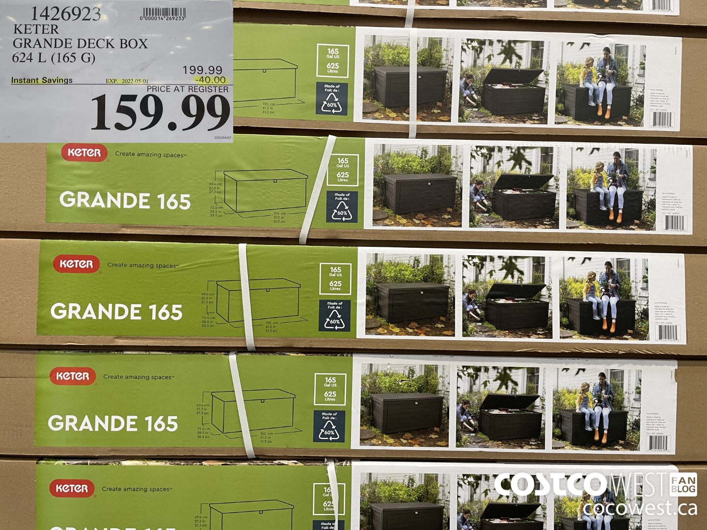 1426923 KETER GRANDE DECK BOX 624 L (165 G) ($40.00 INSTANT SAVINGS EXPIRES ON 2022-05-01) $159.99