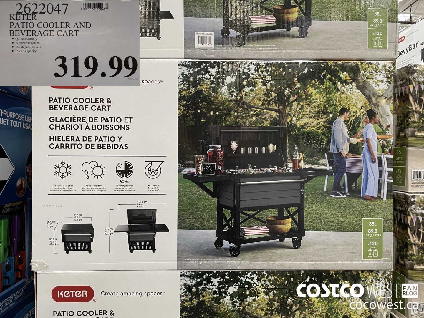 2622047 KETER PATIO COOLER AND BEVERAGE CART $319.99