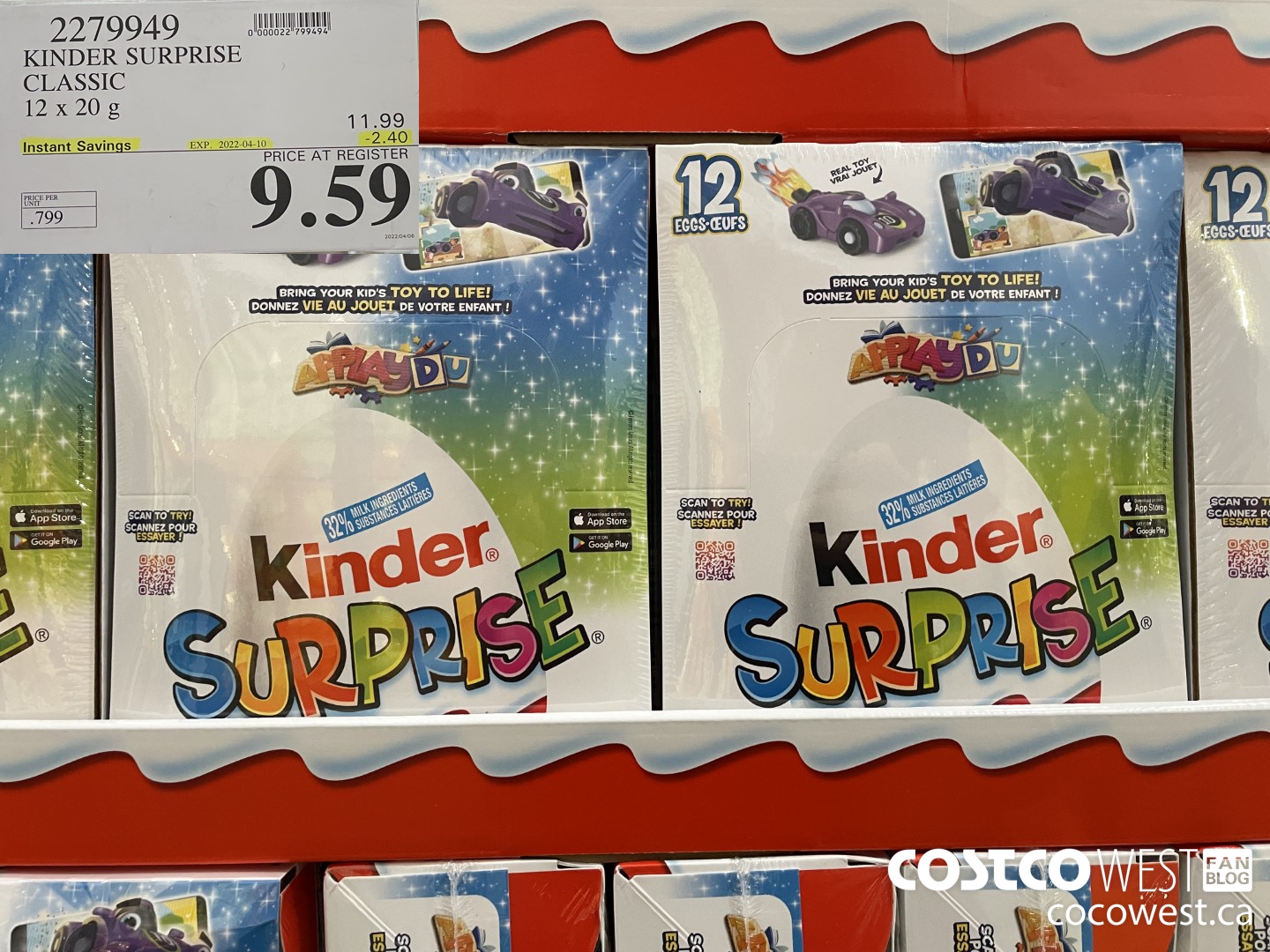 2279949 KINDER SURPRISE CLASSIC 12 x 20g ($2.40 INSTANT SAVINGS EXPIRES ON 2022-04-10) $9.59