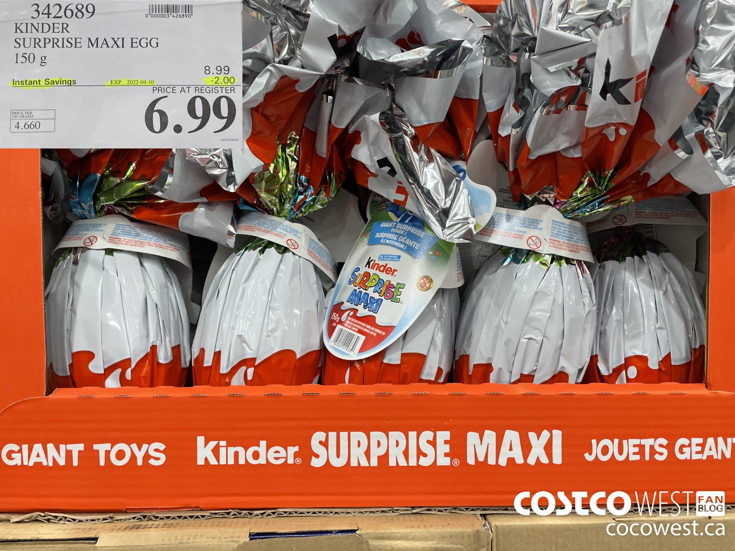 342689 KINDER SURPRISE MAXI EGG 150 G ($2.00 INSTANT SAVINGS EXPIRES ON 2022-04-10) $6.99