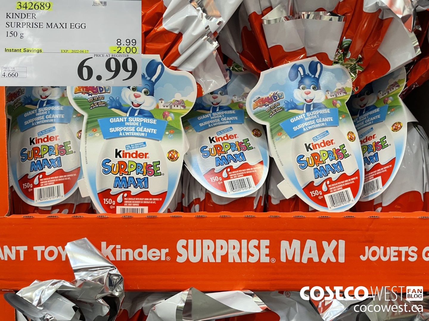 342689 KINDER SURPRISE MAXI EGG 150 G ($2.00 INSTANT SAVINGS EXPIRES ON 2022-04-17) $6.99