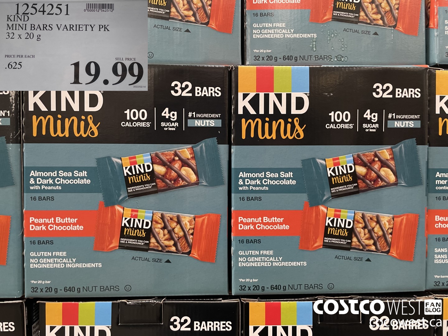 1254251 KIND MINI BARS VARIETY PK 32 X 20 G $19.99