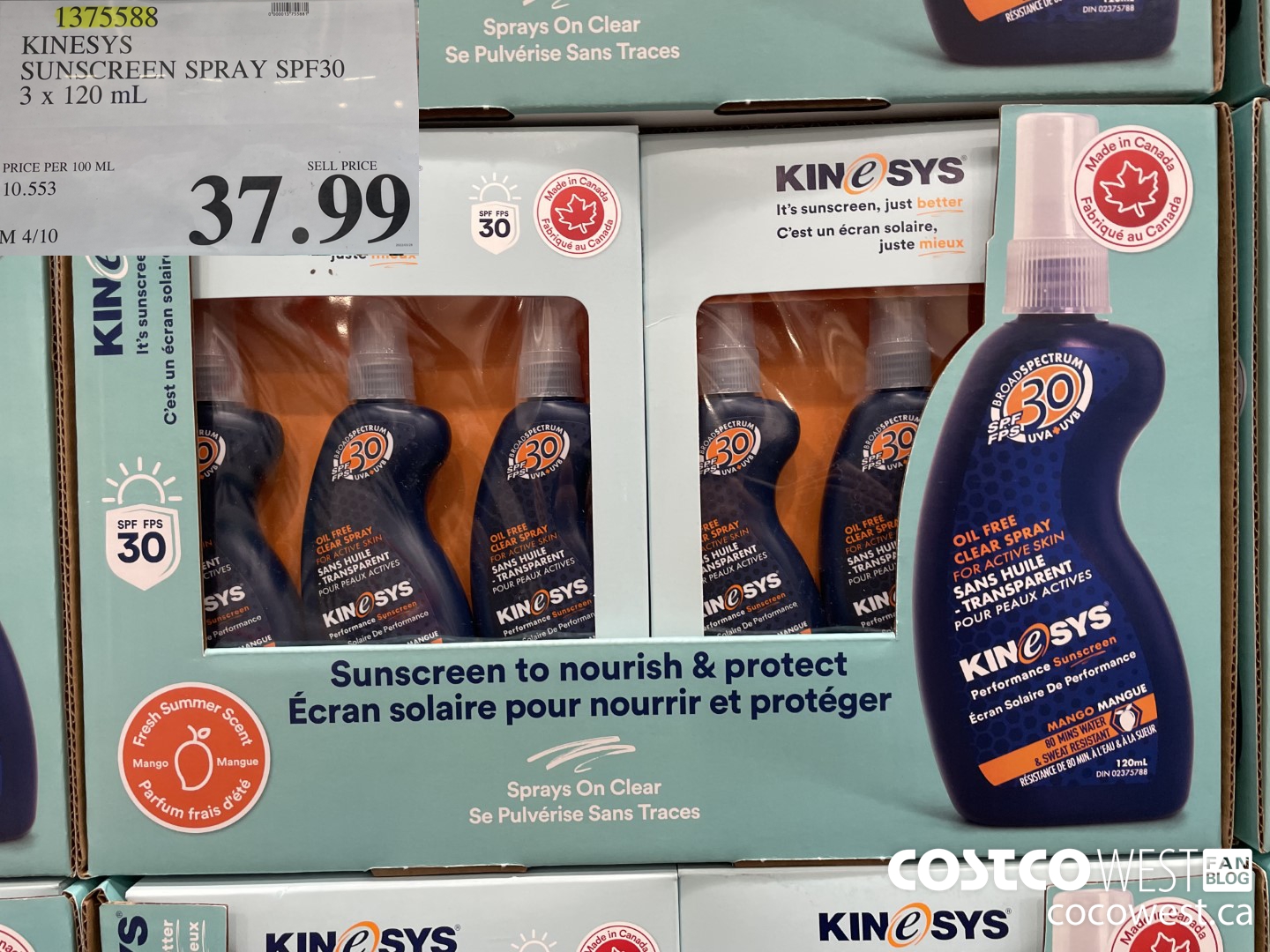 1375588 KINESYS SUNSCREEN SPRAY SPF30 3 x 120 mL $37.99