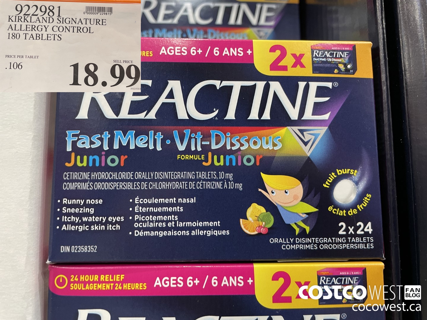922981 KIRKLAND SIGNATURE ALLERGY CONTROL 180 TABLETS $18.99