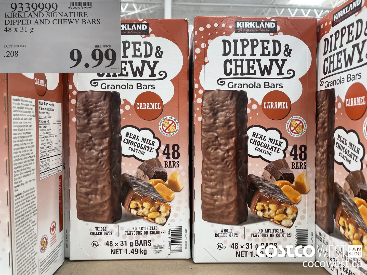 9339999 KIRKLAND SIGNATURE DIPPED AND CHEWY BARS 48 X 31 G $9.99