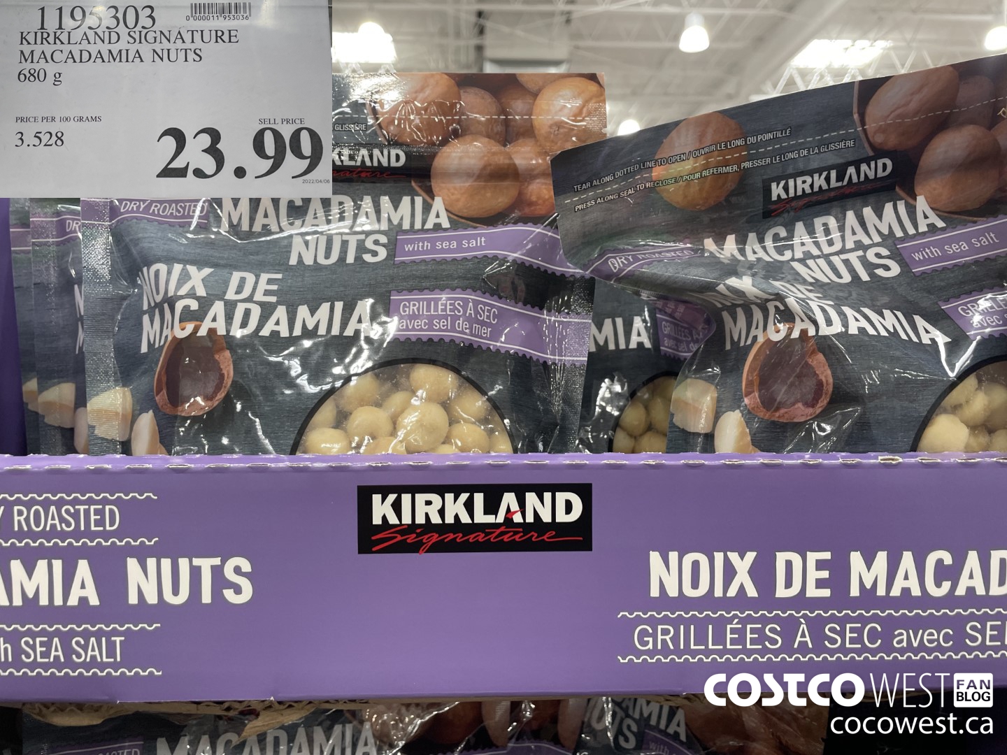 1195303 KIRKLAND SIGNATURE MACADAMIA NUTS 680 G $23.99