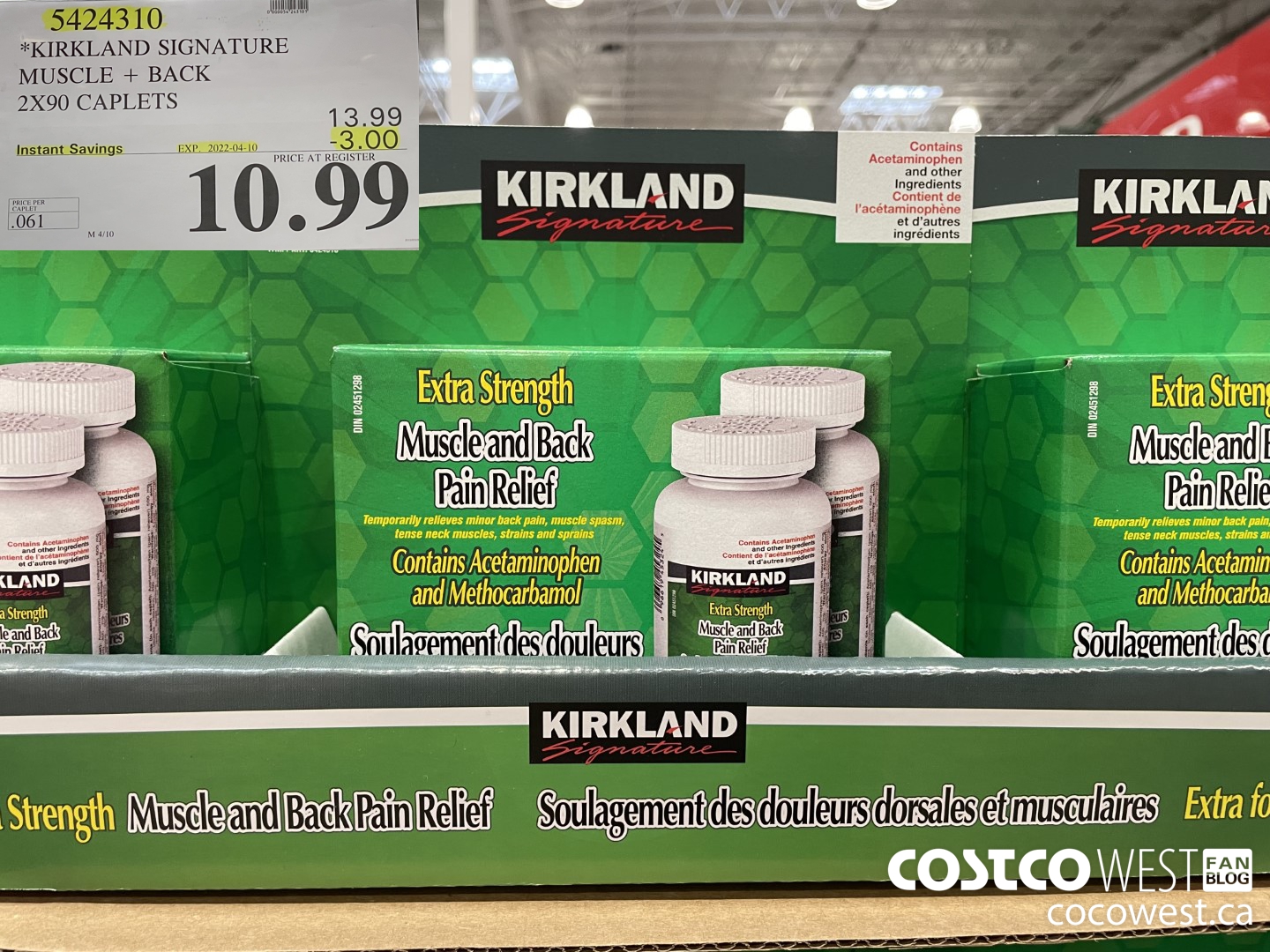 5424310 KIRKLAND SIGNATURE MUSCLE + BACK 2X90 CAPLETS ($3.00 INSTANT SAVINGS EXPIRES ON 2022-04-10) $10.99