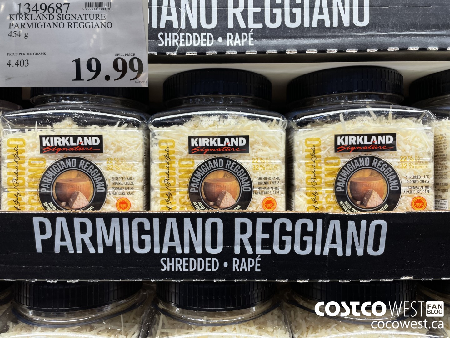 1349687 KIRKLAND SIGNATURE PARMIGIANO REGGIANO 454 g $19.99