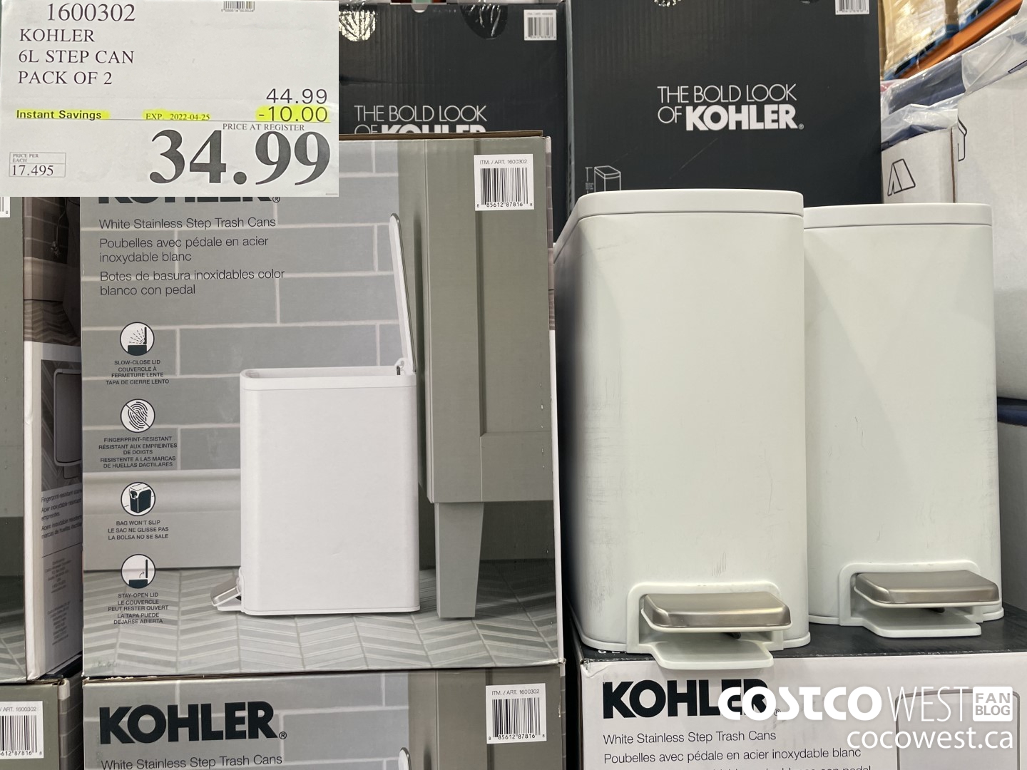 1600302 KOHLER 6L STEP CAN PACK OF 2 ($10.00 INSTANT SAVINGS EXPIRES ON 2022-04-25) $34.99