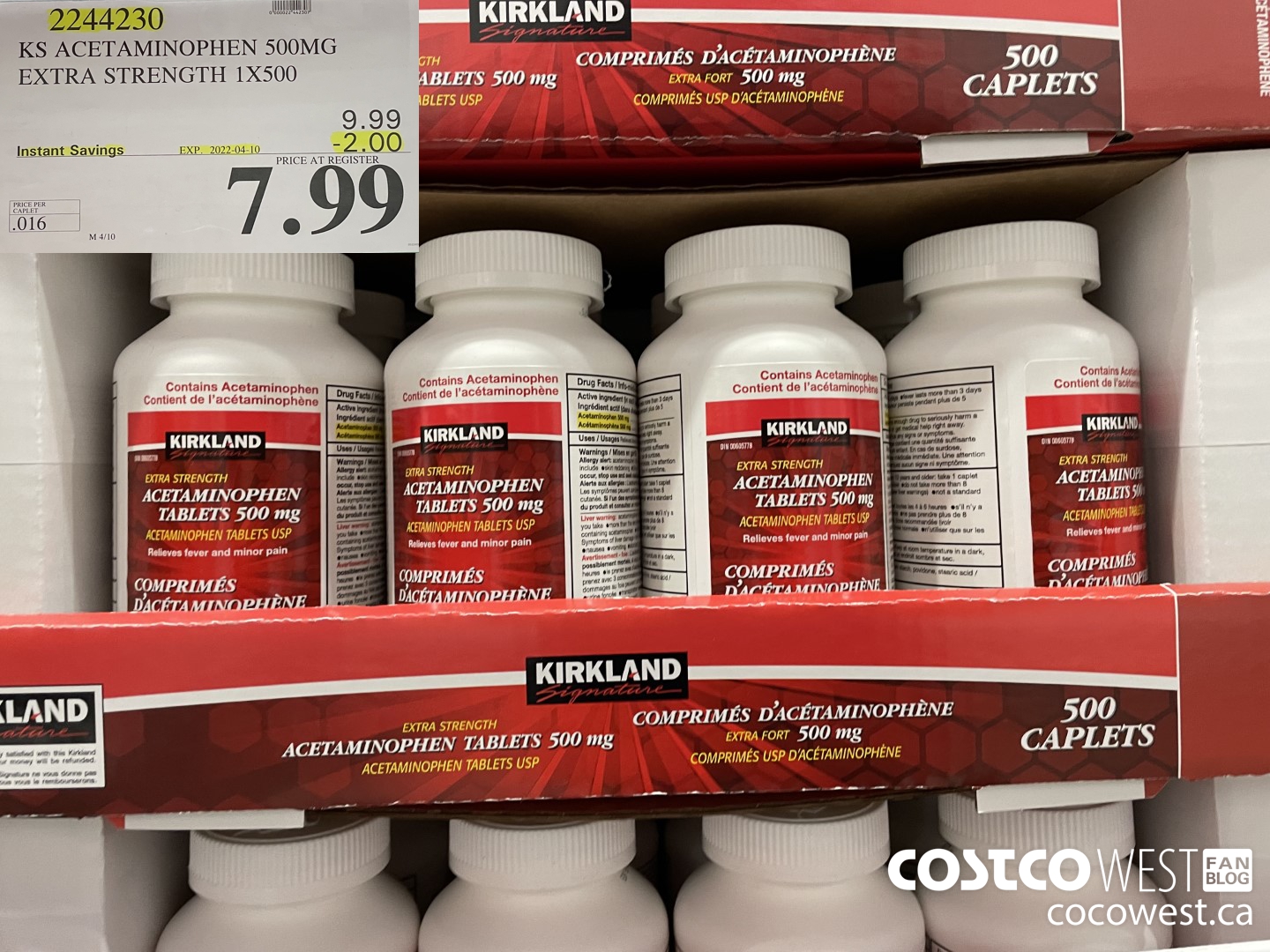 2244230 KS ACETAMINOPHEN S500MG EXTRA STRENGTH 1X500 ($2.00 INSTANT SAVINGS EXPIRES ON 2022-04-10) $7.99