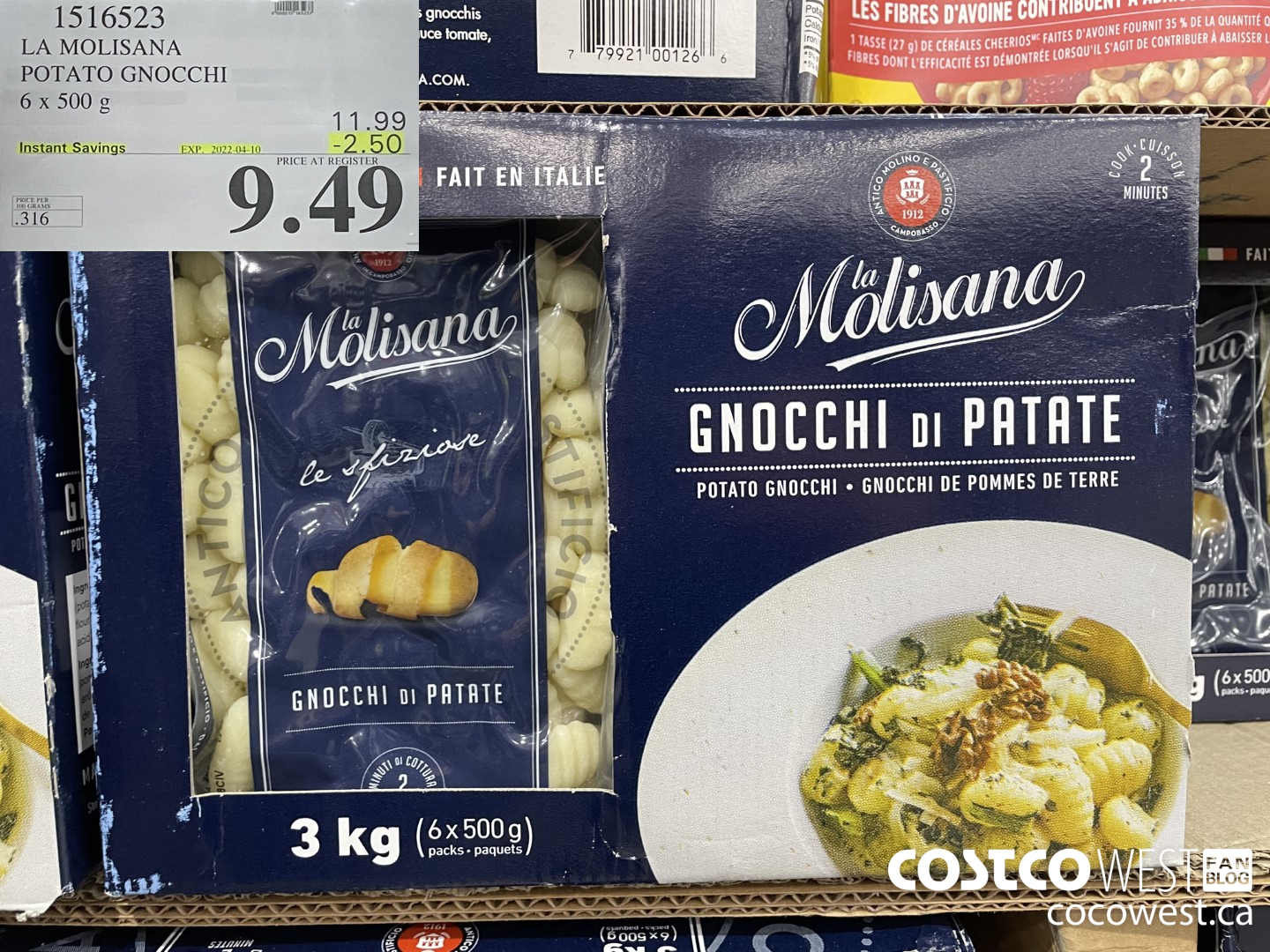 1516523 LA MOLISANA POTATO GNOCCHI 6 x 500 g ($2.50 INSTANT SAVINGS EXPIRES ON 2022-04-10) $9.49