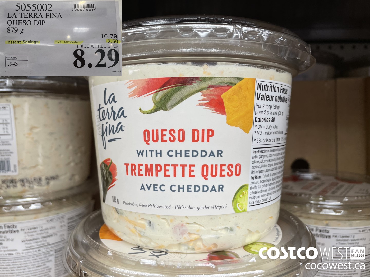 5055002 LA TERRA FINA QUESO DIP 879 g ($2.50 INSTANT SAVINGS EXPIRES ON 2022-04-24) $8.29