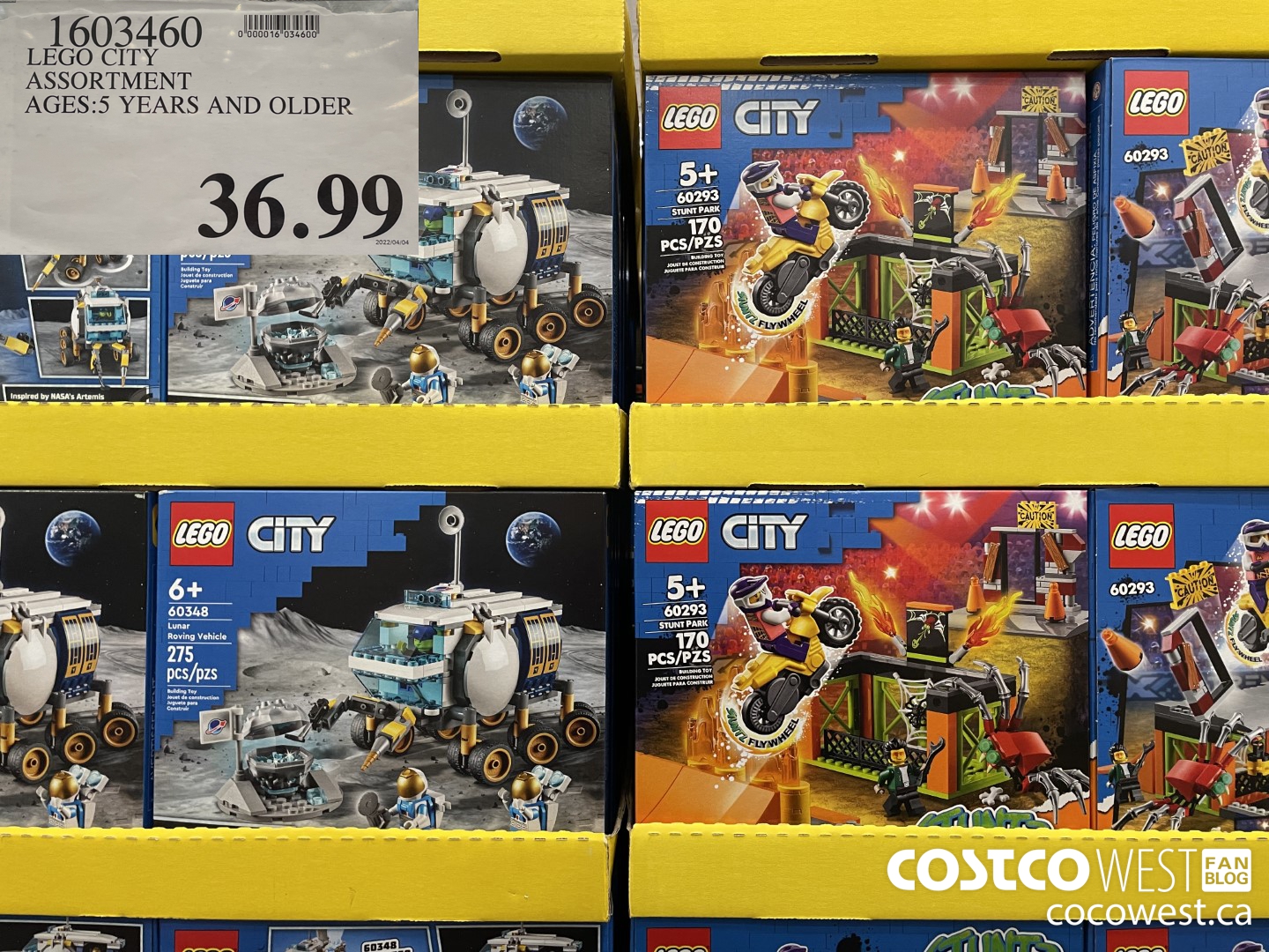 1603460 LEGO CITY ASSORTMENT AGES:5 YEARS AND OLDER  $36.99