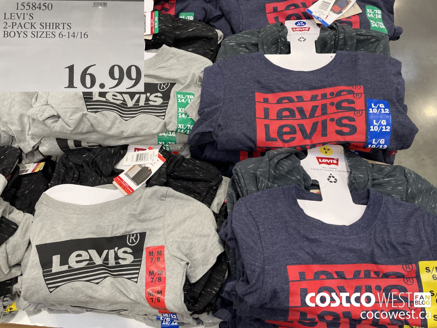 1558450 LEVI'S 2-PACK SHIRTS BOYS SIZES 6-14/16 $16.99