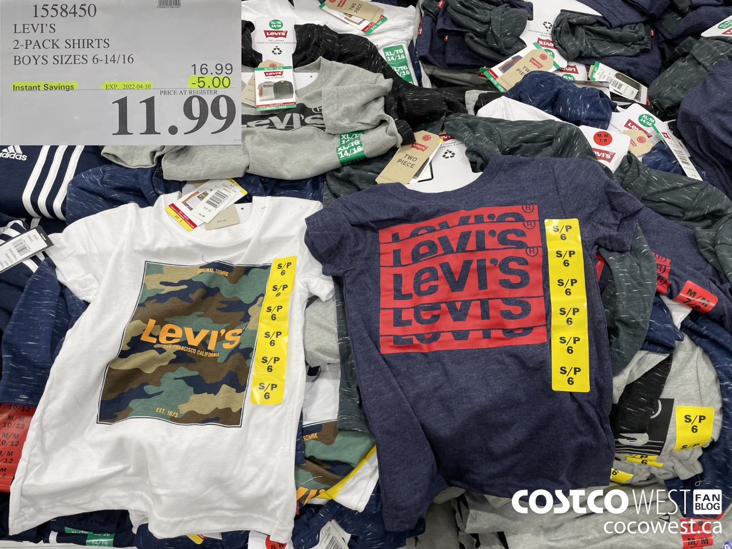 1558450 LEVI'S 2-PACK SHIRTS BOYS SIZES 6-14/16  ($5.00 INSTANT SAVINGS EXPIRES ON 2022-04-10) $11.99
