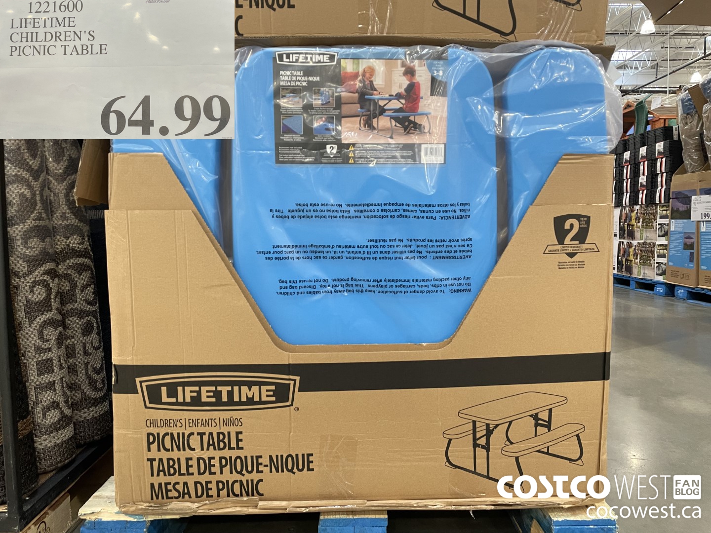 1221600 LIFETIME CHILDREN'S PICNIC TABLE  $64.99