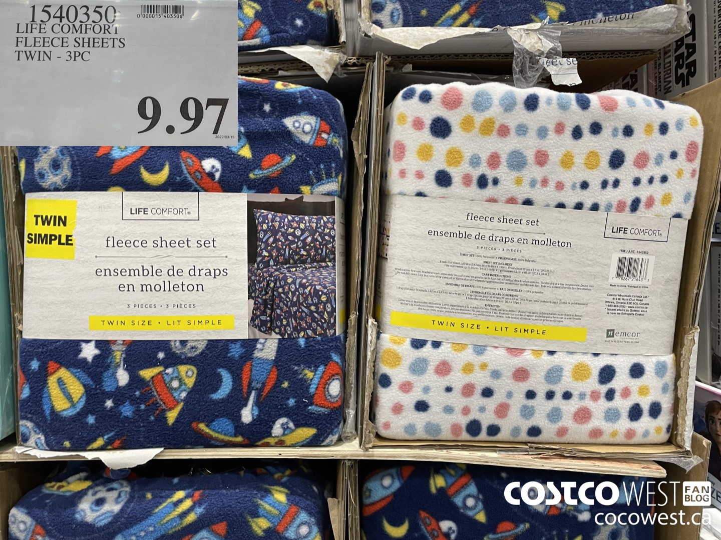 1540350 LIFE COMFORT FLEECE SHEETS TWIN - 3 PC  $9.97