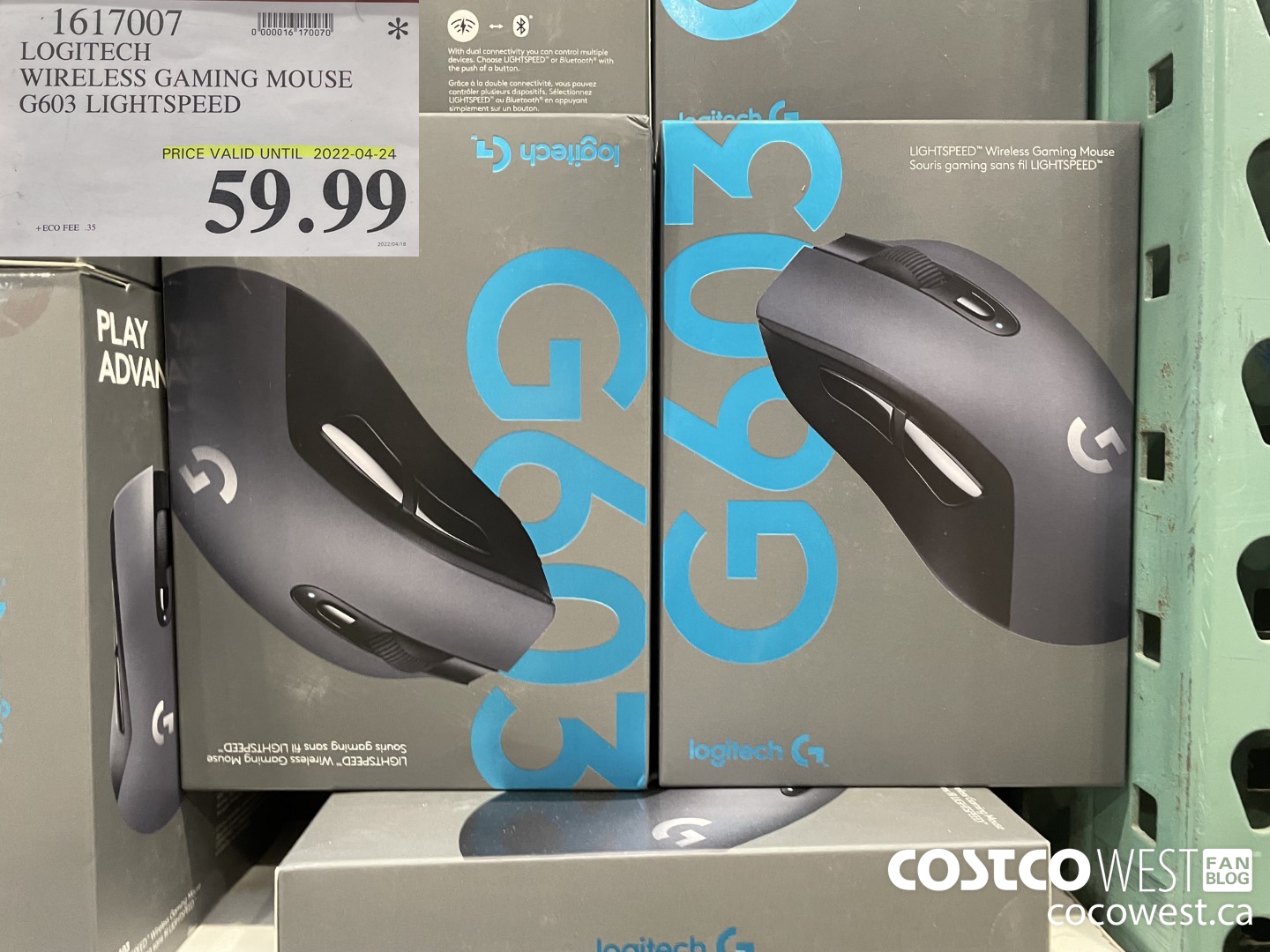 1617007 LOGITECH WIRELESS GAMING MOUSE G603 LIGHTSPEED (EXPIRES ON 2022-04-24) $59.99