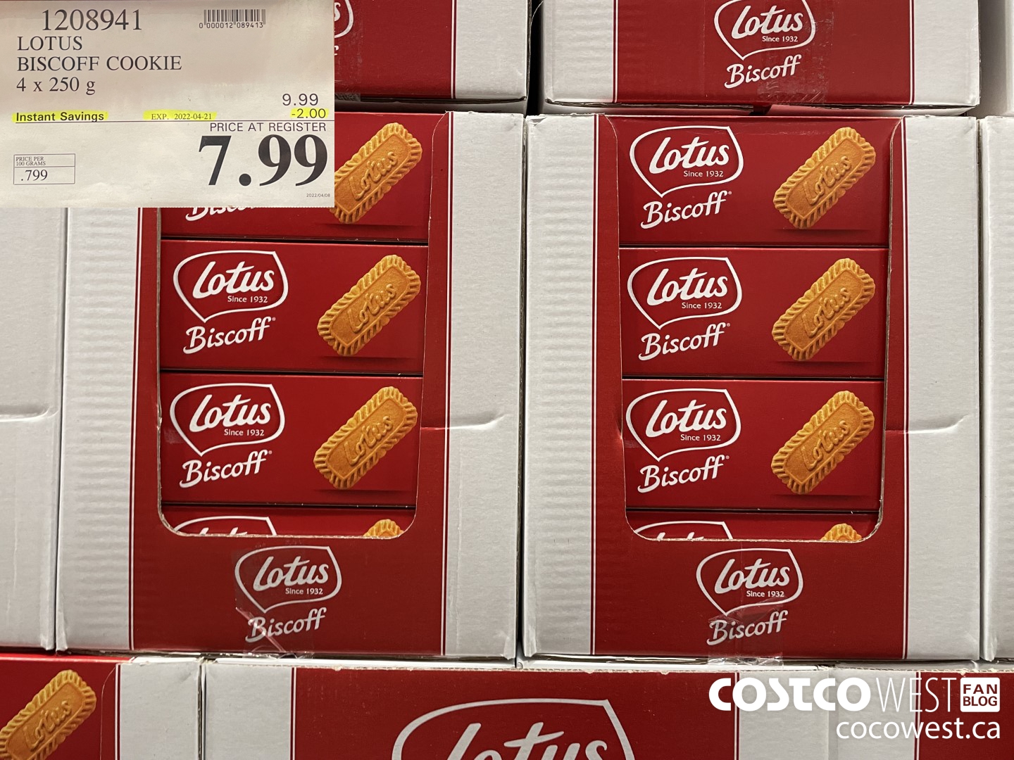 1208941 LOTUS BISCOFF CARAMELISED BISCUIT 4 x 250 g ($2.00 INSTANT SAVINGS EXPIRES ON 2022-04-21) $7.99