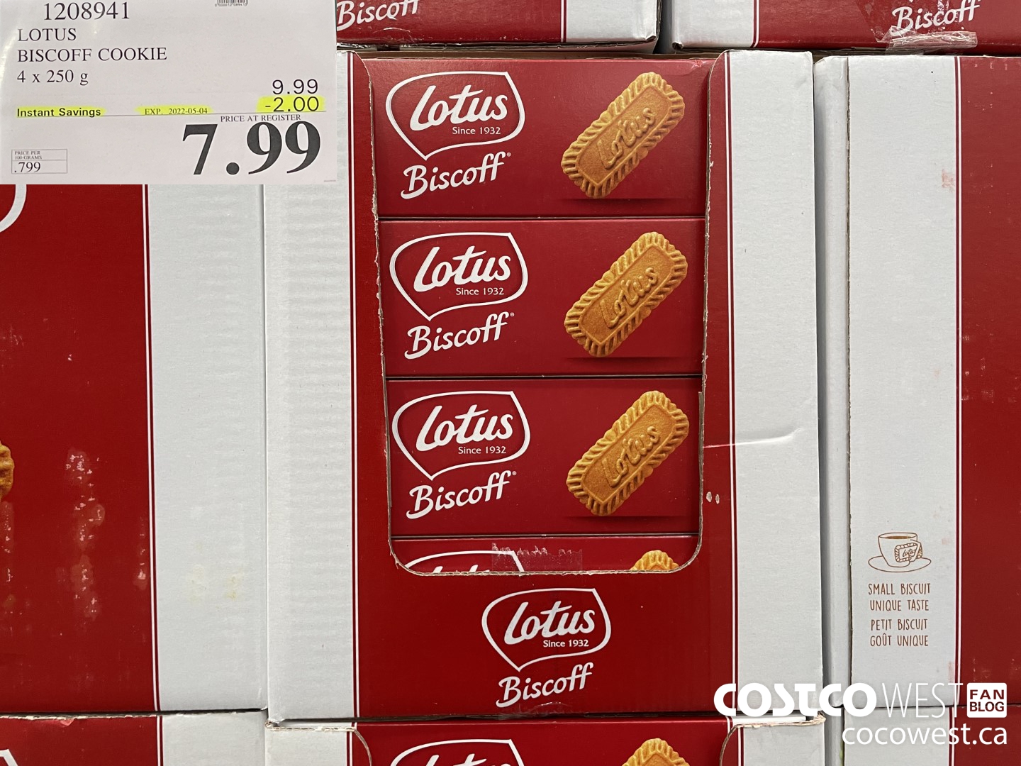 1208941 LOTUS BISCOFF COOKIE 4 x 250 g ($2.00 INSTANT SAVINGS EXPIRES ON 2022-05-04) $7.99