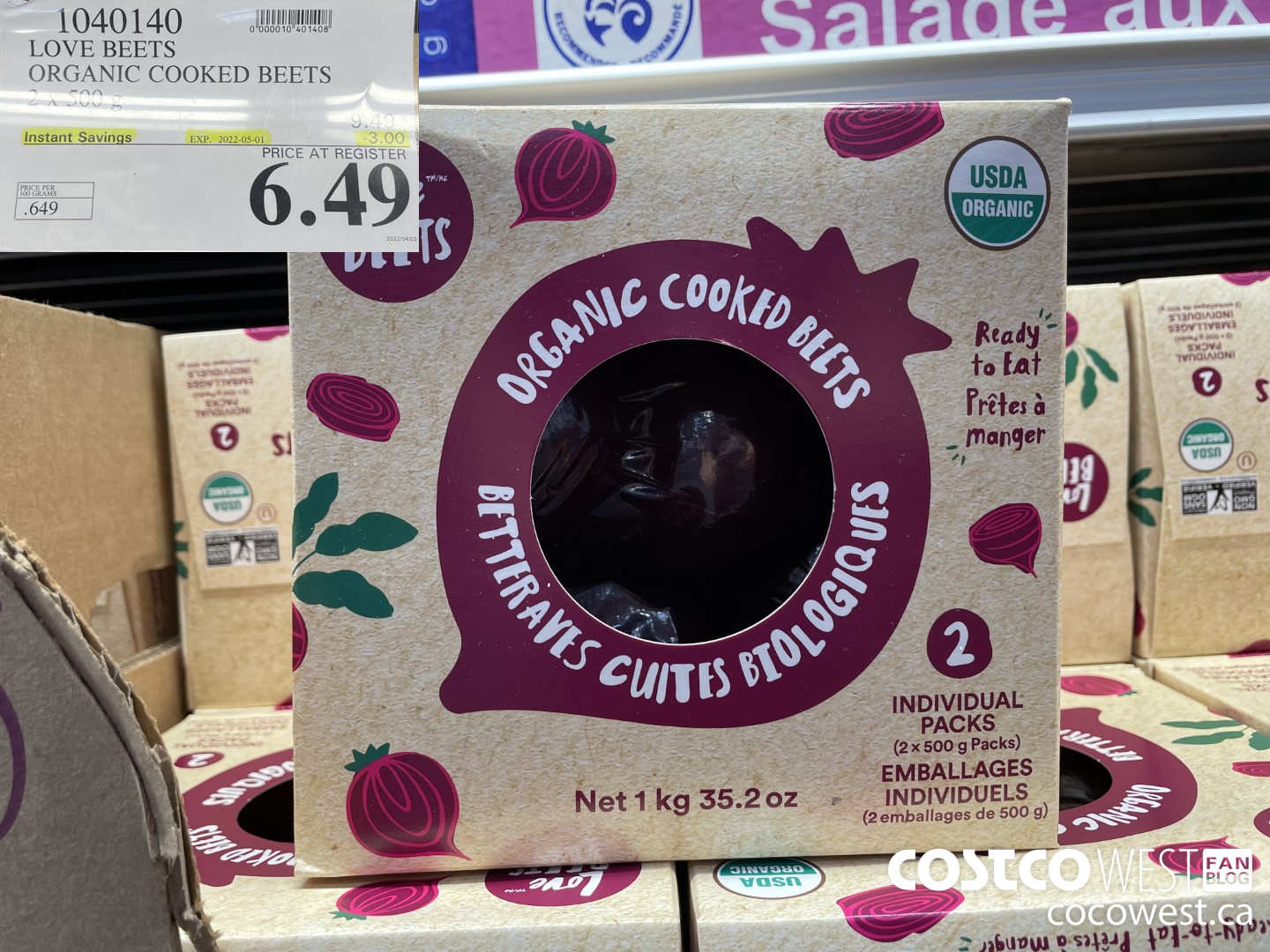 1040140 LOVE BEETS ORGANIC COOKED BEETS 2 x 500 g ($3.00 INSTANT SAVINGS EXPIRES ON 2022-05-01) $6.49