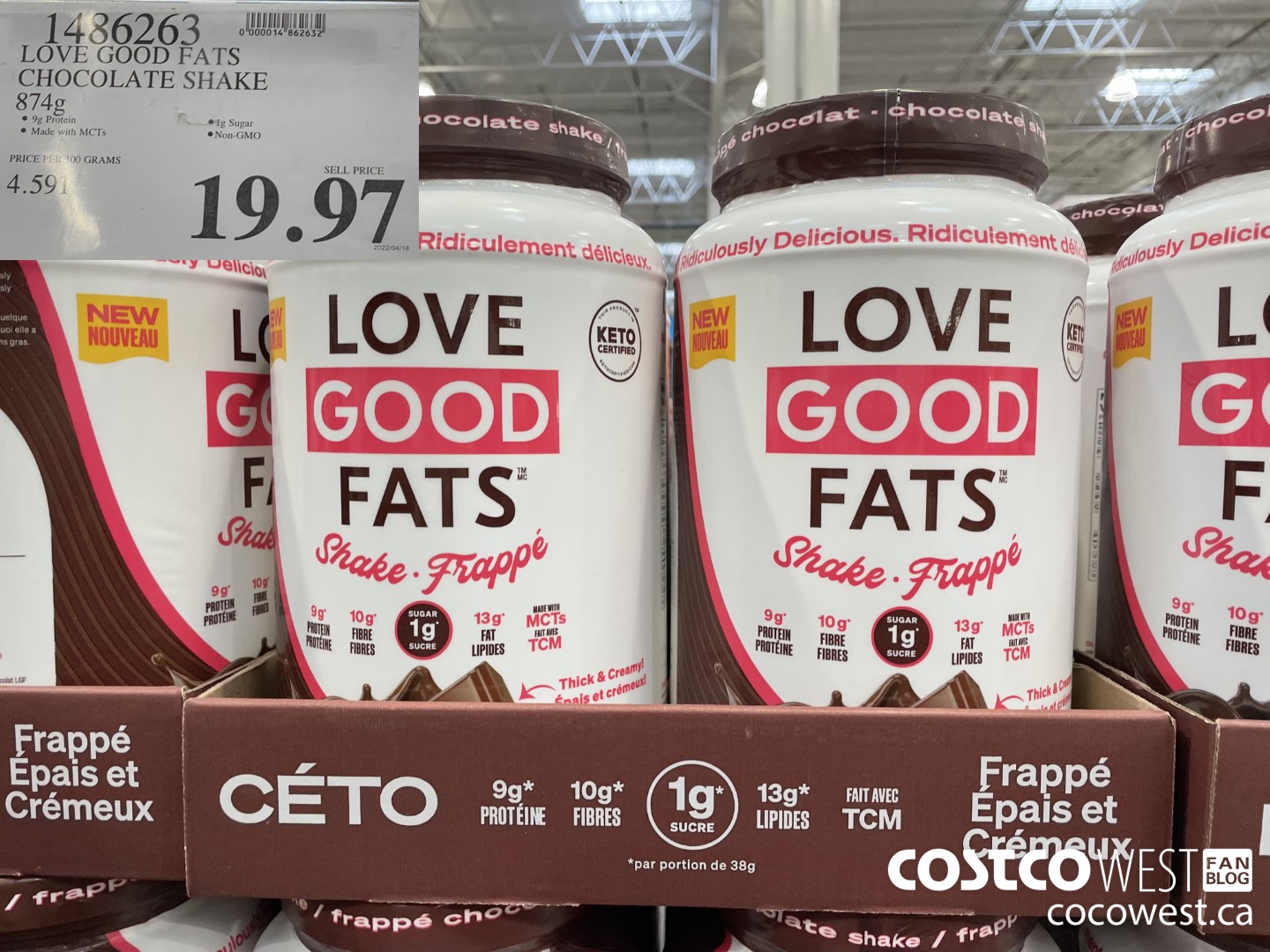1486263 LOVE GOOD FATS CHOCOLATE SHAKE 874g $19.97