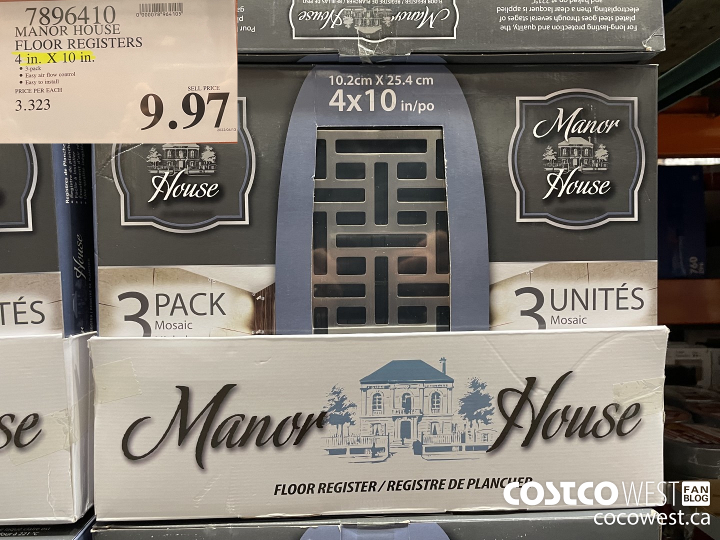 7896410 MANOR HOUSE FLOOR REGISTERS 4 in. X 10 in. $9.97