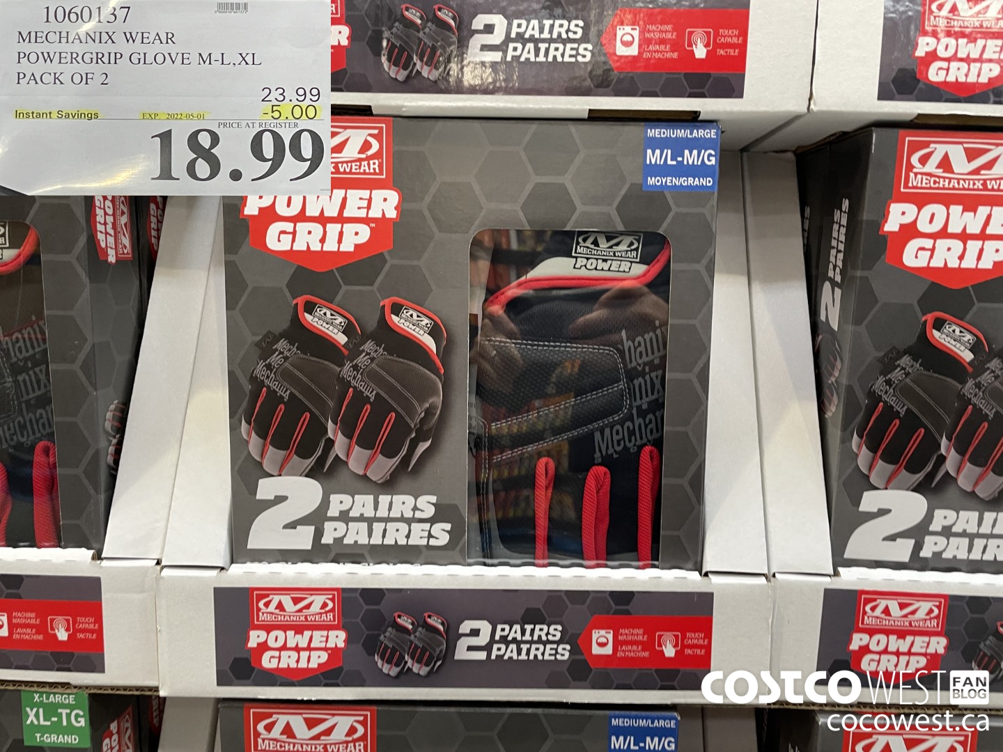 1060137 MECHANIX WEAR POWERGRIP GLOVE M-L, XL PACK OF 2  ($5.00 INSTANT SAVINGS EXPIRES ON 2022-05-01) $18.99