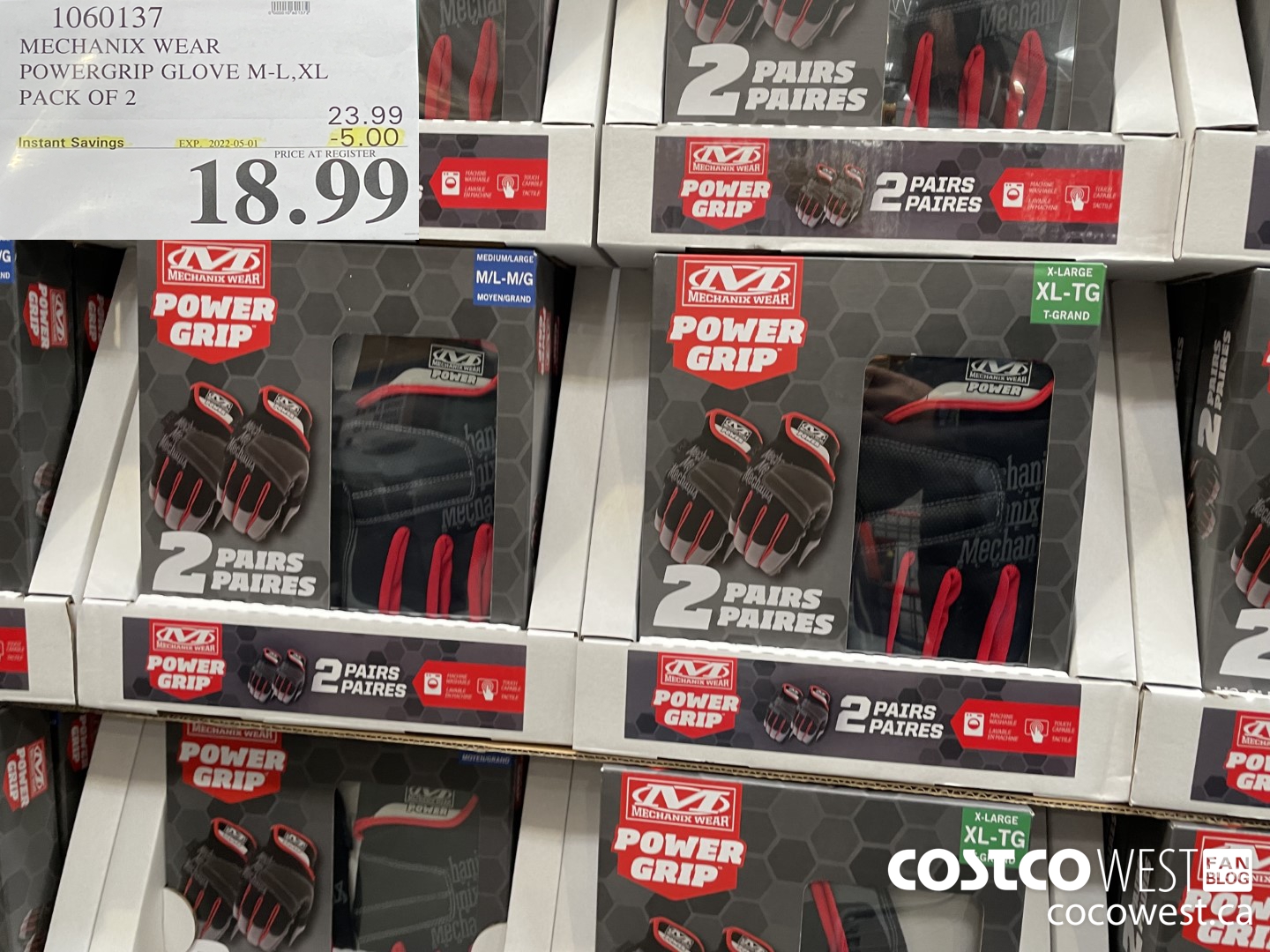 1060137 MECHANIX WEAR POWERGRIP GLOVE M-L, XL PACK OF 2  ($5.00 INSTANT SAVINGS EXPIRES ON 2022-05-01) $18.99