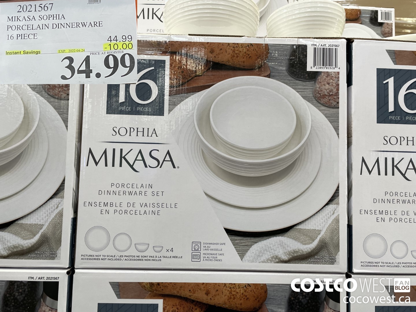 2021567 MIKASA SOPHIA PORCELAIN DINNERWARE 16 PIECE  ($10.00 INSTANT SAVINGS EXPIRES ON 2022-04-24) $34.99