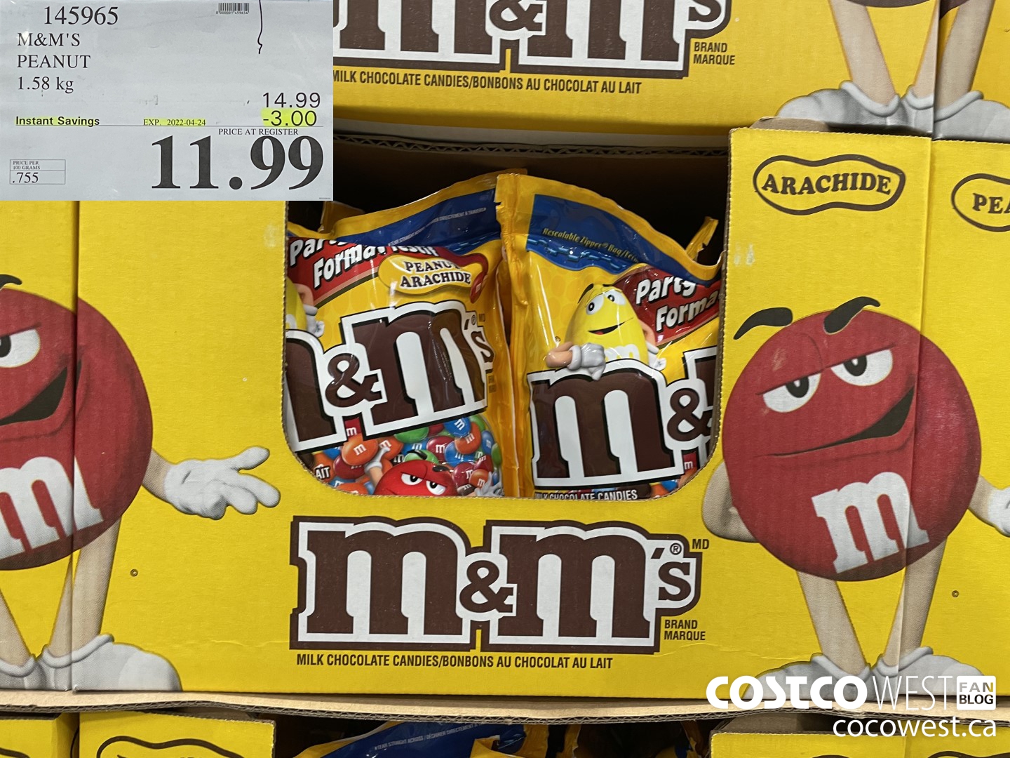 145965 M&M'S PEANUT 1.58 KG ($3.00 INSTANT SAVINGS EXPIRES ON 2022-04-24) $11.99
