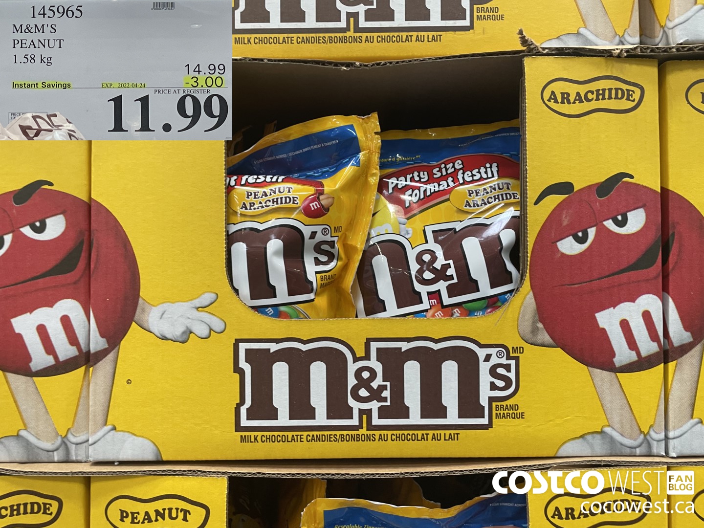 145965 M&M'S PEANUT 1.58 KG ($3.00 INSTANT SAVINGS EXPIRES ON 2022-04-24) $11.99