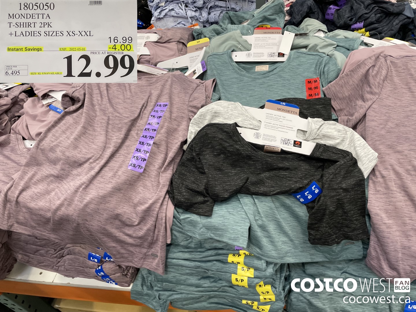 1805050 MONDETTA T-SHIRT 2PK LADIES SIZES XS-XXL ($4.00 INSTANT SAVINGS EXPIRES ON 2022-05-01) $12.99