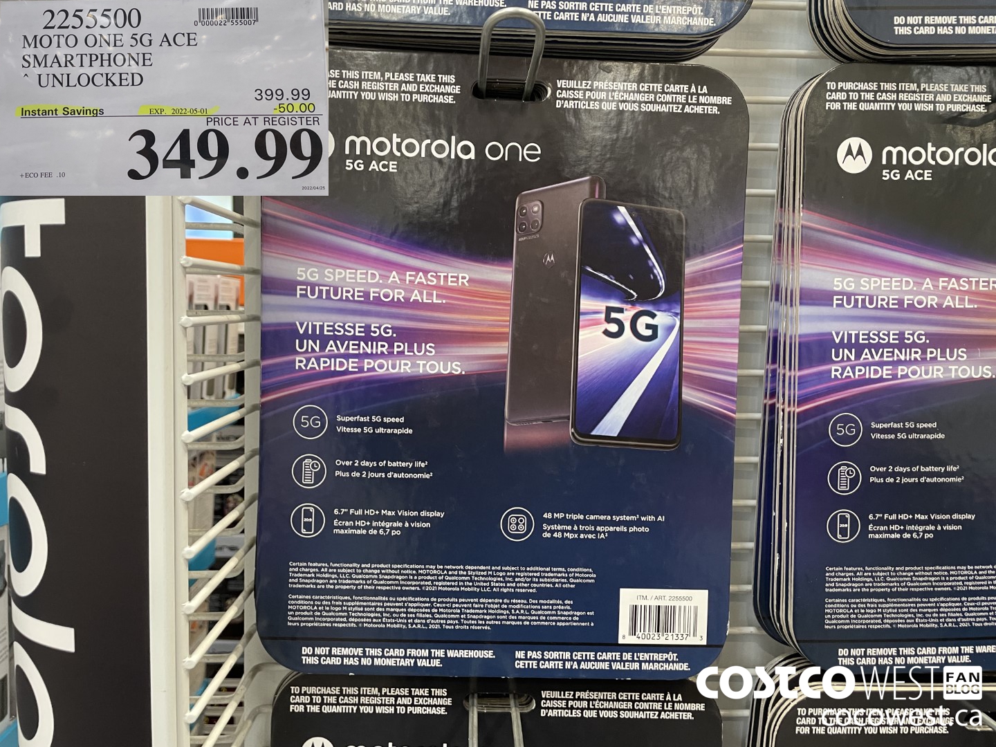 2255500 MOTO ONE 5G ACE SMARTPHONE UNLOCKED ($50.00 INSTANT SAVINGS EXPIRES ON 2022-05-01) $349.99