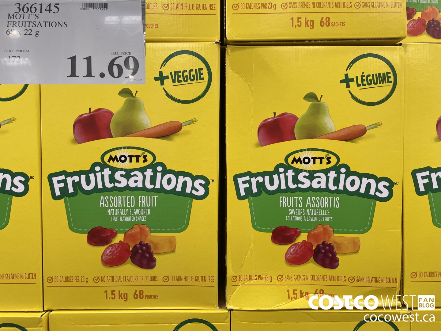 366145 MOTT'S FRUITSATIONS 68 x 22 g $11.69