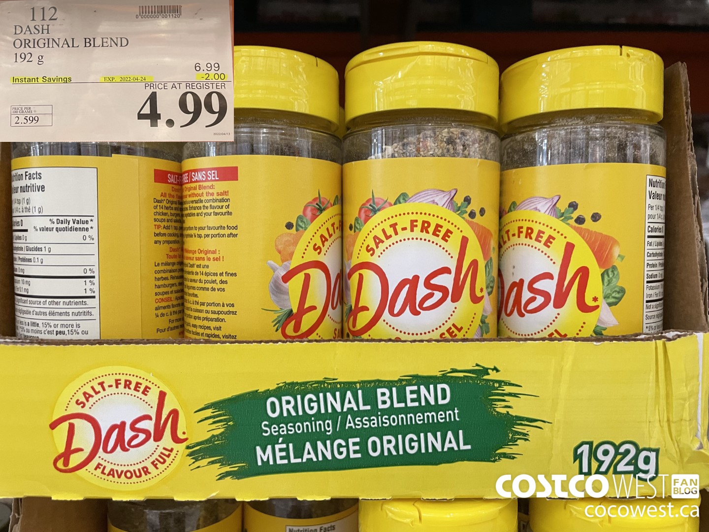 112 MRS DASH ORIGINAL 192 g ($2.00 INSTANT SAVINGS EXPIRES ON 2022-04-24) $4.99