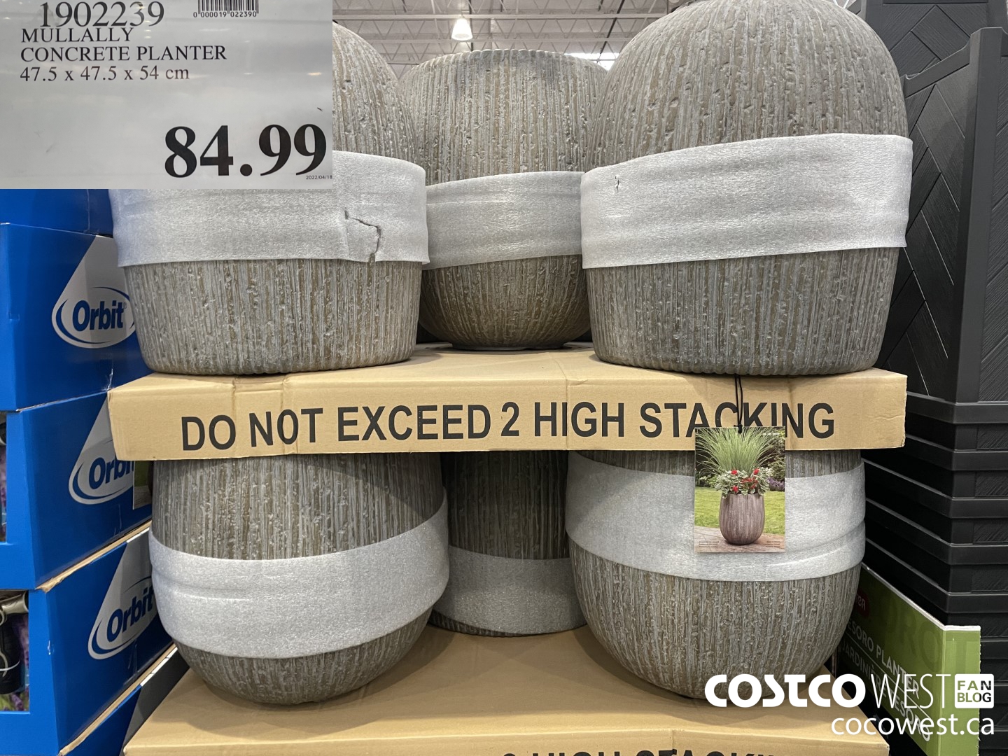 1902239 MULLALLY CONCRETE PLANTER 47.5 X 47.5 X 54 CM $84.99