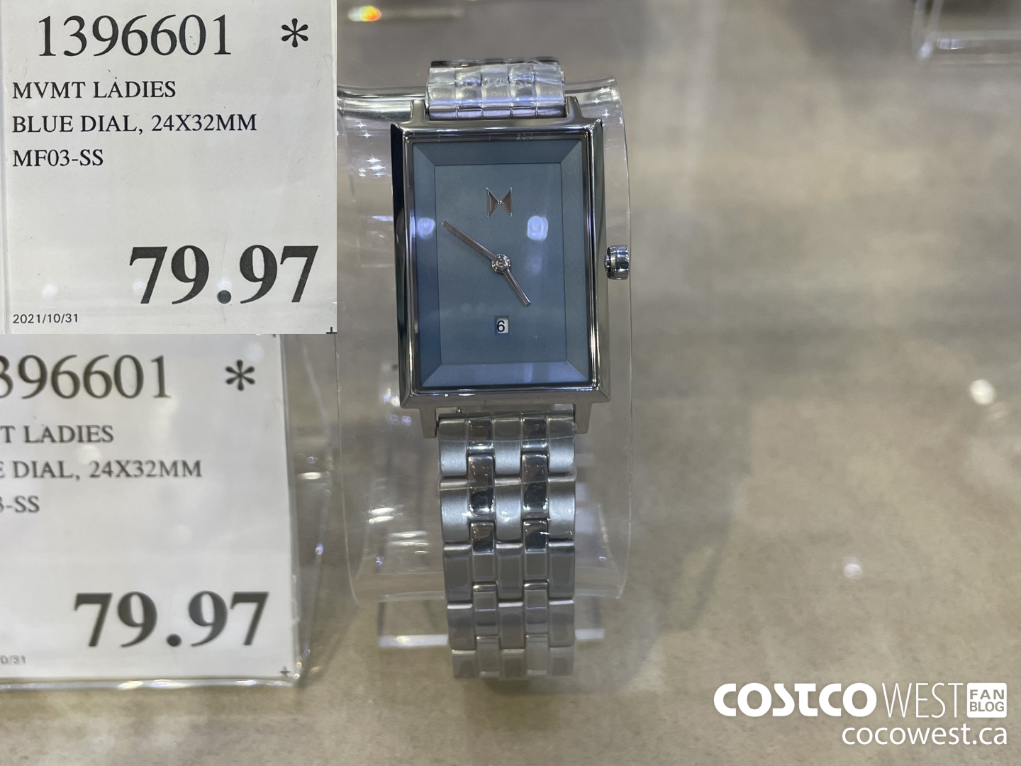 1396601 MVMT LADIES BLUE DIAL, 24X32MM MF03-SS $79.97