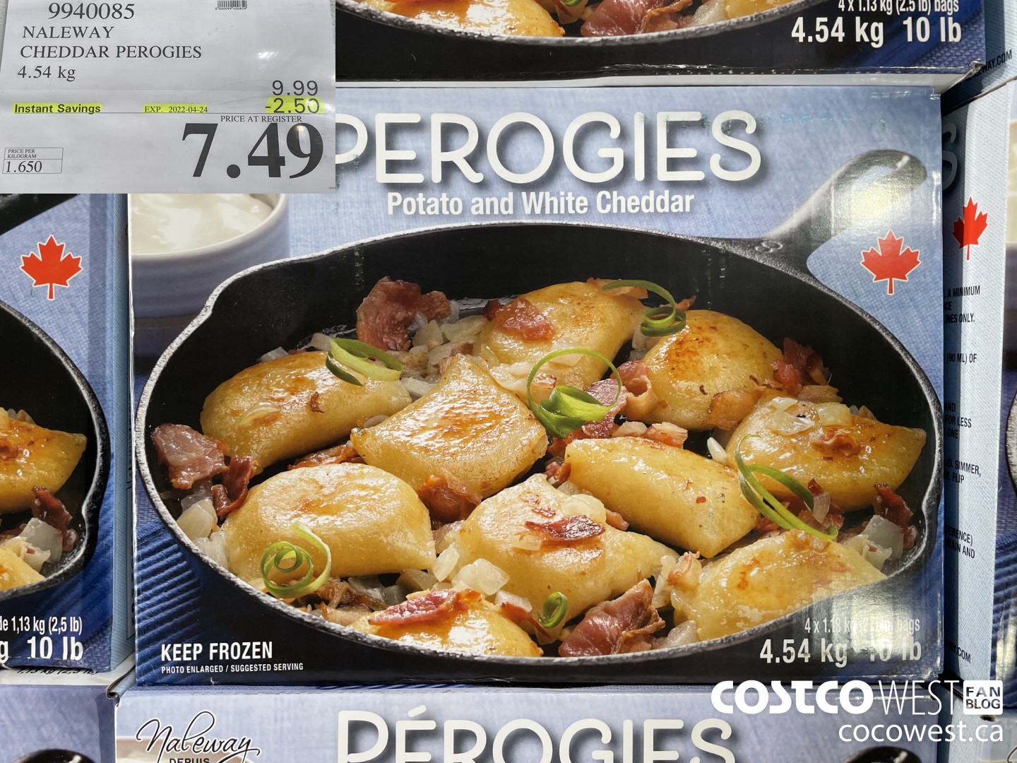 9940085 NALEWAY CHEDDAR PEROGIES 4.54 kg ($2.50 INSTANT SAVINGS EXPIRES ON 2022-04-24) $7.49
