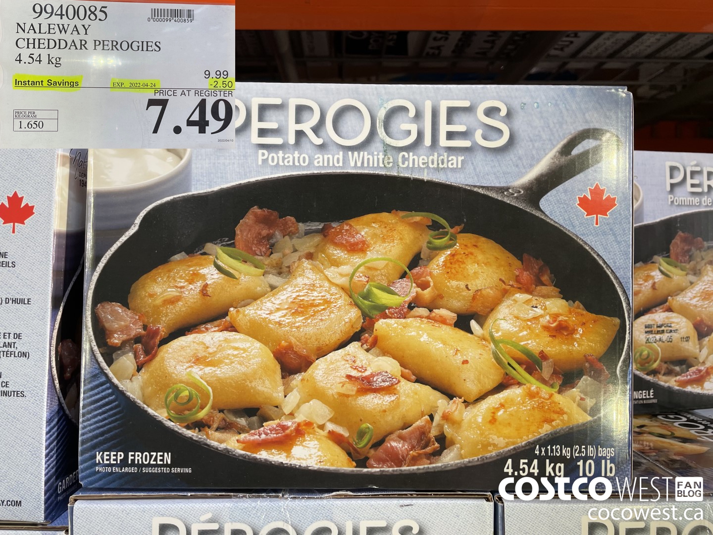 9940085 NALEWAY CHEDDAR PEROGIES 4.54 kg ($2.50 INSTANT SAVINGS EXPIRES ON 2022-04-24) $7.49