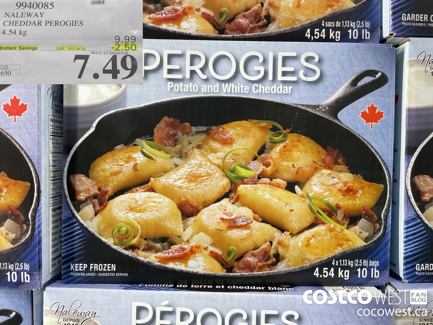 9940085 NALEWAY CHEDDAR PEROGIES 4.54 kg ($2.50 INSTANT SAVINGS EXPIRES ON 2022-04-24) $7.49